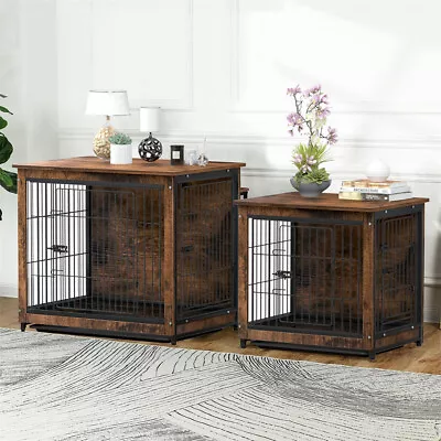 Large Wooden Dog Crate Puppy Cage Pet Kennel House End Table Furniture With Tray • $119.92