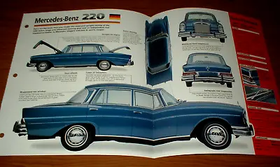 1965 Mercedes-benz 220s Spec Sheet Brochure Photo Print 220 S Series 65 64 63 62 • $12.99