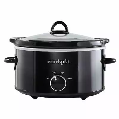 4 Quart Oval Slow Cooker Sleek Black Finish Keep Warm Setting Easy Cleaning • $19.96