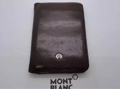 Montblanc Business Card Holder 6cc Brown Beige Genuine Leather Vintage • $106