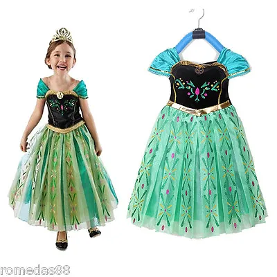 Lovely Princess Anna Cosplay Dress With Crown Wand Braid Cosplay Set • $15.99