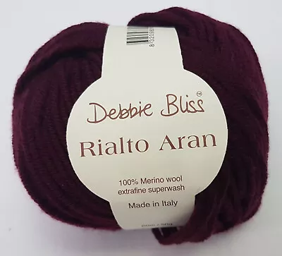 3 X Balls Debbie Bliss Rialto Aran 50gr Extrafine Merino Wool Colour Burgundy • $25