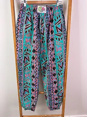 Vintage 80s CYA California Pants Mens Extra Large Baggy Green Purple Retro Loud • $77.02