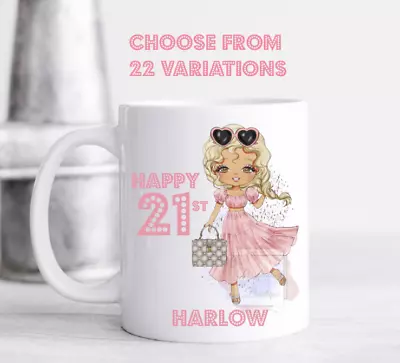 Personalised 16th 18th 21st Birthday Present Gift Girly Mug Cup Any Age Present • £10.15