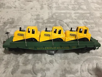 Unique Mantua HO Scale Flat Car Western Maryland Loaded With 3 Bulldozer Shells • $12.95