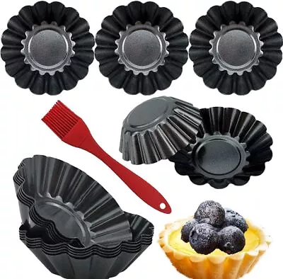 12 Pack Egg Tart Molds Mini Tart Pans Upgrade Size 3 Inch Non-Stick Carbon Steel • $23.99