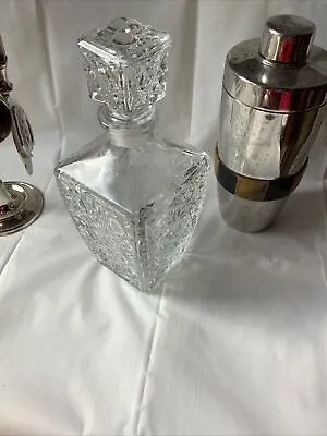 Liquor Whiskey Decanter Vintage Glass Crystal Bottle Wine Stopper Bar Scotch Rum • $12.98