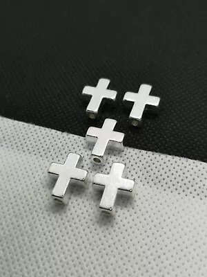 5 Silver Cross Crucifix Spacer Beads 15mm 2mm Hole. Solid. (PHS 32) • £3.20