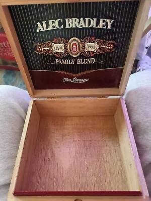 Vintage Wooden Alec Bradley The Lineage Cigar Box • $4.49