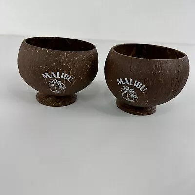 Malibu Rum Coconut Shell Cocktail Cup Mug Set Of 2 Display Tiki Pub Man Cave Bar • $12