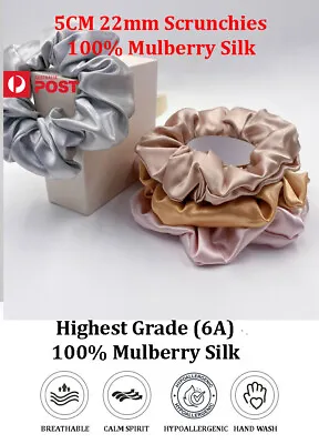 $45.49 • Buy AU Made 22mm 5CM Mulberry Silk Scrunchie Ties Hair Luxury Accessory Xmas Gift