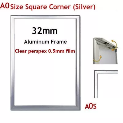 Brand New A0 Heavy Duty Silver Square Corner Snap Frame / Poster Frame  32mm • $92.71
