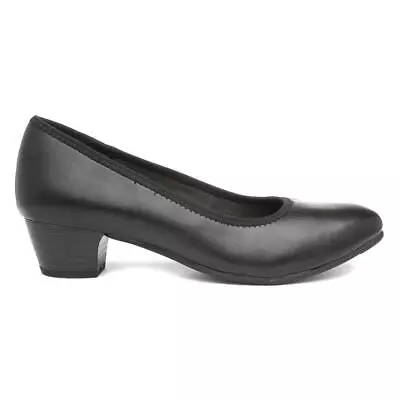 Jana Softline Womens Shoes Black Adults Ladies Court Slip On SIZE • £29.99