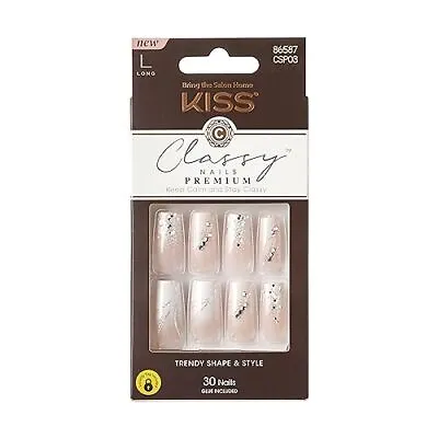 KISS Premium Classy Fake Nails - Stunning! Long & Square Super Glam Jewel New • $29.41