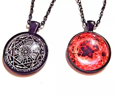 $4.99 • Buy BLACK OCCULT PENDANT NECKLACE Sacred Geometry Heptagram Star Chart Astrology 4H