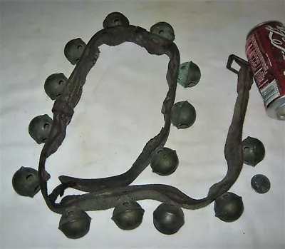 14 Primitive Equestrian Brass Horse Sleigh Bells Antique Country Farm Door Art • $495