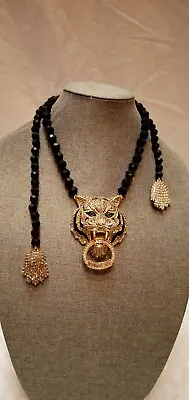 HEIDI DAUS  Animal Magic  Beaded Crystal/Enamel Tiger Paws Necklace (Orig.$349.) • $215.99