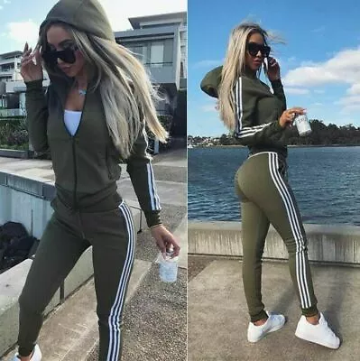 2Pcs Womens Zip Tracksuit Hoodies Pants Set Ladies Lounge Wear Sport Gym Suit UK • £24.99