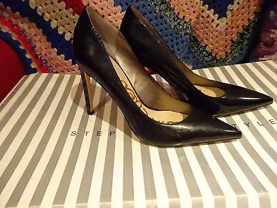 SAM EDELMAN DESIGNER BLACK PATENT LEATHER STILETTO SHOE 6 1/2 ( USA 8 1/2) Bnwot • £14.99