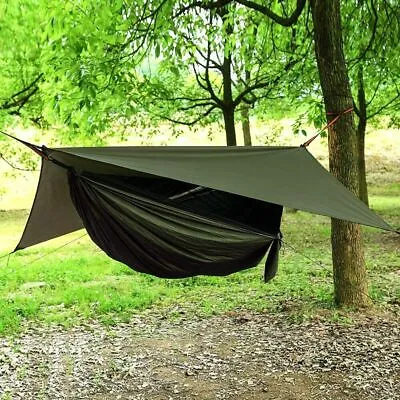 £7.99 • Buy Camping Hammock With Mosquito Net And Tarp Rain Cover For Outdoor Hiking Travel