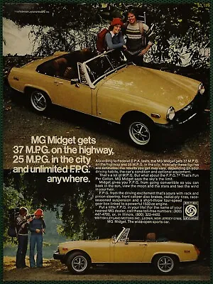 MG Midget Sports Car Unlimited Fun Per Gallon Vintage Print Ad 1976 • $9.95