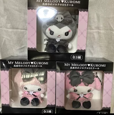 Sanrio Kuromi My Melody Plush Doll Midnight Melokuro DX Doll Set Of 3 New 16cm • $74.23