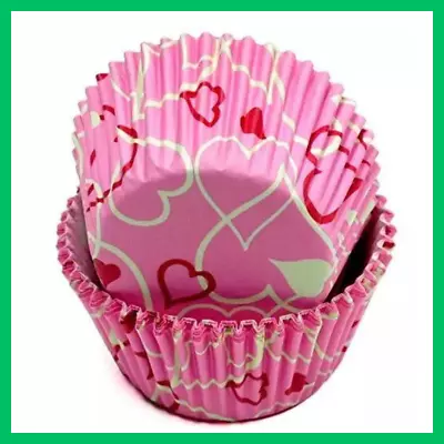 Paper Patterned Cupcake Liners 50 Count Pink/White/Red Heart • $4.85