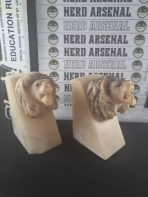 Marble Lion Head Bookends Made In Italy  • $34.99