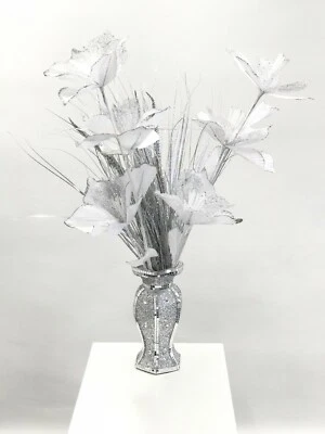 £19.99 • Buy Mosaic Vase And Flowers Diamond Silver Crystal Decorative Mirror Luxury Romany U