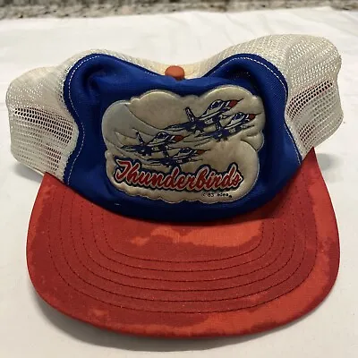 Vintage 1983 USAF Thunderbirds Trucker Hat Cap Red SnapBack US Air Force Mesh • $11