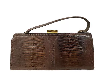 Palizzio Vintage Lizard Reptile Skin Purse Handbag Brown • $45