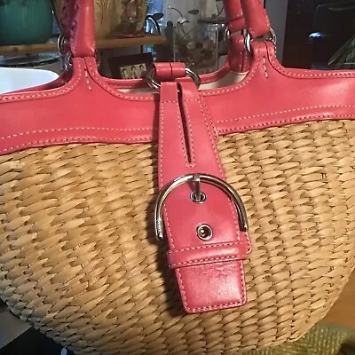 Hard-to-Find Adorable Vintage Coach Pink Leather/ Basket Bag #L3K-6271 • $44.99