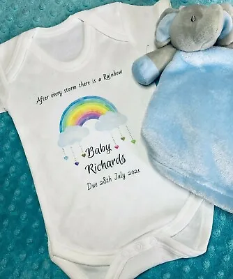 £8.50 • Buy Baby Announcement Personalised Vest - Rainbow Baby 