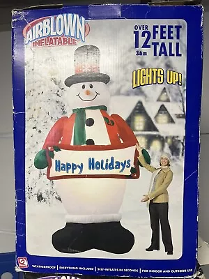 Air Blown Inflatable 12 Ft Snowman Happy Holidays • $229.99