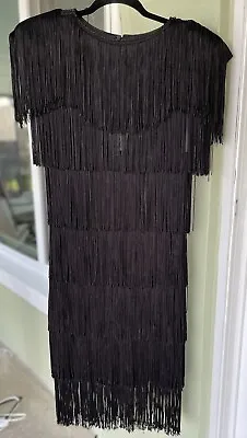 Vintage Couture Cheryl Kane Flapper Fringe String Black Dress “ Sz 7/8  Chicago • $56.49