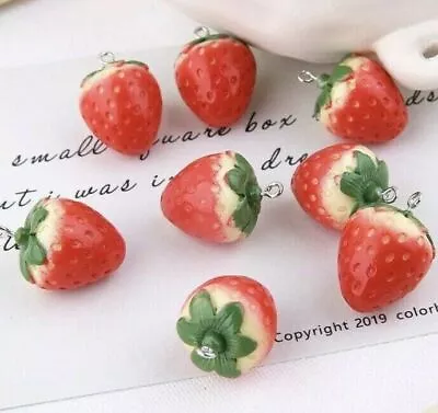 £3.99 • Buy 5 X Stawberries Charms Pendants Resin Strawberry