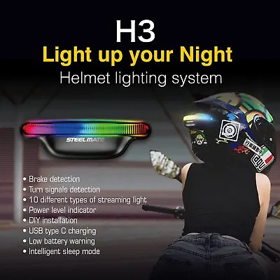 $49.93 • Buy H3 Motorcycle Wireless Helmet Signal Brake & Turn LED Signal Light For Safety