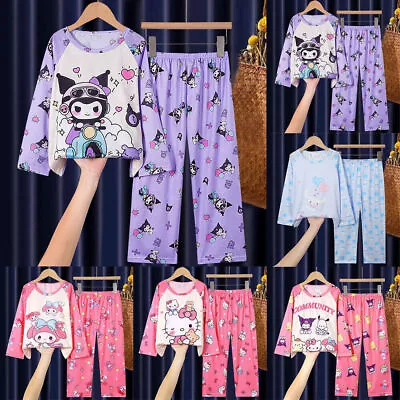 Girls Sanrio Hello Kitty Pajamas Long Sleeve Tops Pants Sleepwear Loungewear Set • $19.39