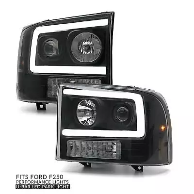 Headlights Black Projector PAIR LED DRL Style Fits Ford F250 SuperDuty 1999-2006 • $726