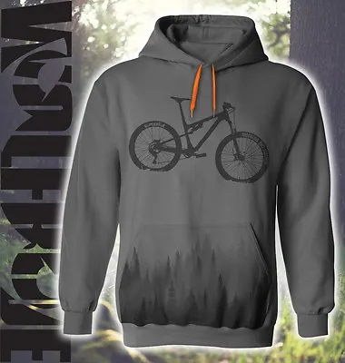 MTB - Mountain Bike Hoodie - Hooded Top Down Hill Bike And Forest Print • £28.90