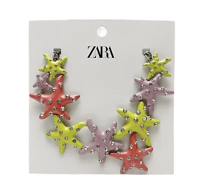 $49.99 • Buy ZARA Colorful Enamel Crystal Starfish Statement Bib Necklace NEW 4736/172