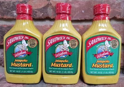 WOEBER'S Jalapeno Mustard  THREE -16 Oz. Bottles !! • $19.99