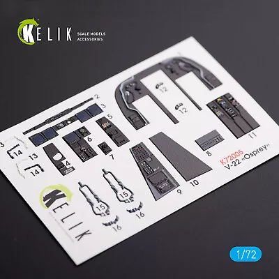 $11.99 • Buy V-22  Osprey  Interior 3D Decals For Hasegawa Model Kit, 1/72 Reskit K72005