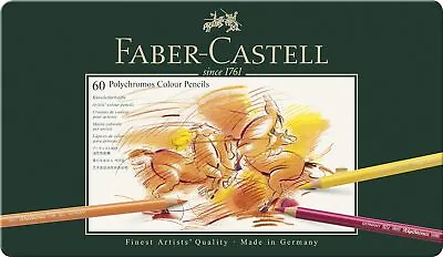 Faber-Castell Tin Of 60 Polychromos Blendable Lightfast Drawing And Colouring • £120.67