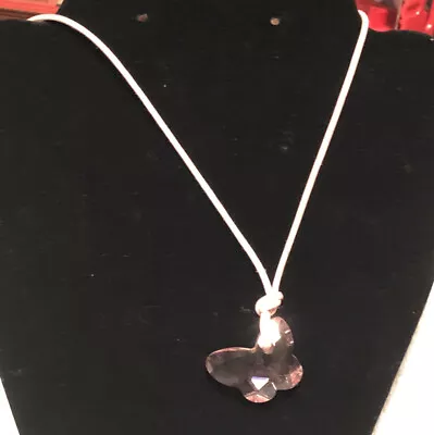 Pink Crystal/Glass Heart Necklace With Pink Cord • $9.75