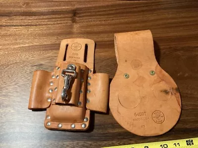 $39.99 • Buy Klein Tools Leather 5119 Tool Belt / Pliers Pouch & 5459T Spud Wrench Holder USA