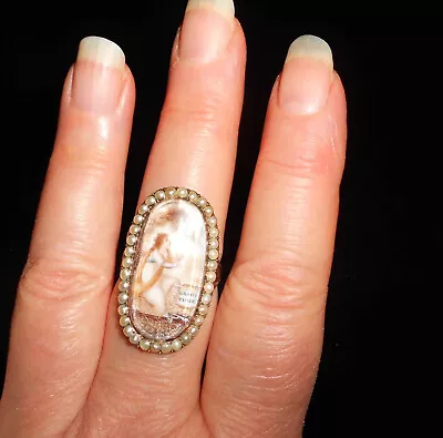 Antique Sentimental Mourning Hair Sepia Gratitude Ring • $3850