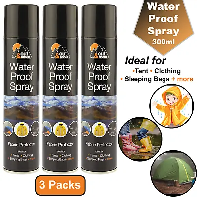 3X Waterproof Spray Fabric Protector For Clothing Tents Shoes Camping Coat 300ml • £9.49