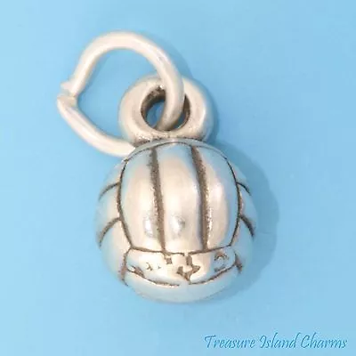 Volleyball Ball Sport Solid 3D 925 Sterling Silver Charm Pendant MADE IN USA • $18.95