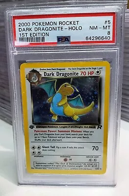 2000 Pokemon Rocket Dark Dragonite-Holo 1st Edition #5 PSA 8 *NICE* • $225